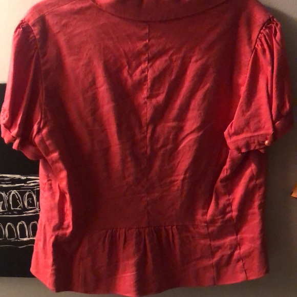 Ilusion Red-Orange Linen Blend Jacket - Picture 7 of 12